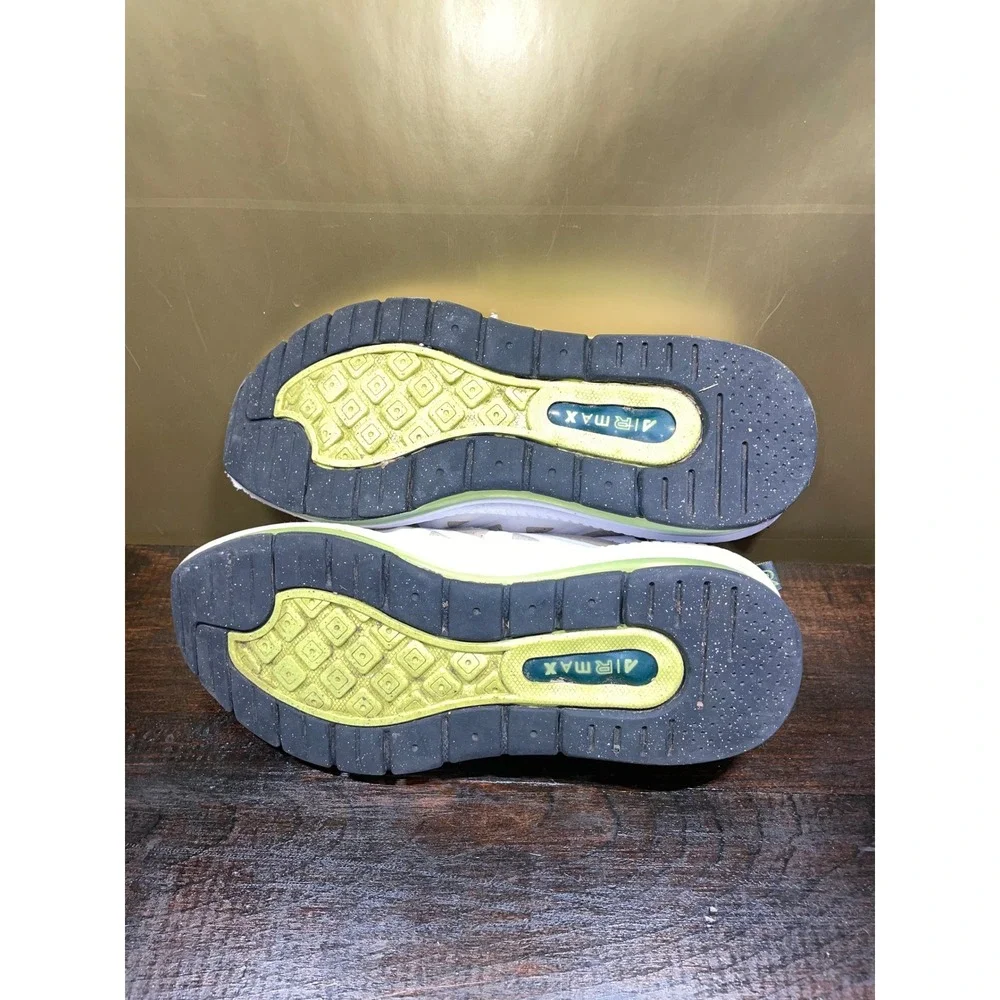 Nike Air Max Genome White Grey Volt Green Sneakers Running Shoes Sz‎ 7Y